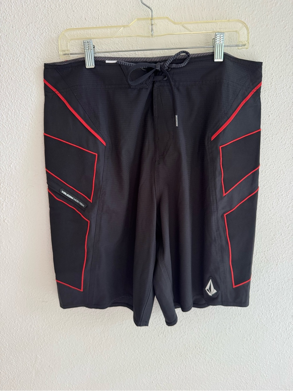 Volcom Black Board Shorts with Red Trim size 32